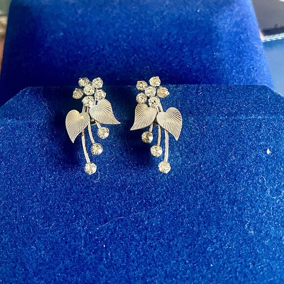 VTG Krementz & Co rhinestone necklace with matching screw back earrings - Picture 2 of 4